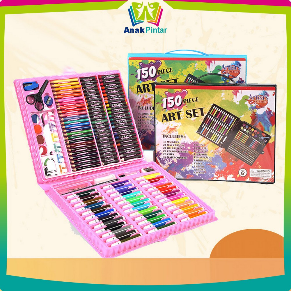 

Peralatan Gambar Lukis Mewarnai Anak / Crayon Set Pensil Warna Isi 150PCS / Alat Tulis Colouring Book Anak Pintar A28