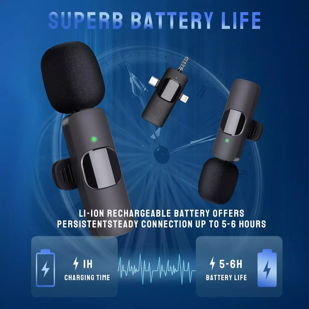 Metiko Mic Mikrofon Nirkabel Hp Video Lavalier Microphone Portable Mic Wireless/Berkendara