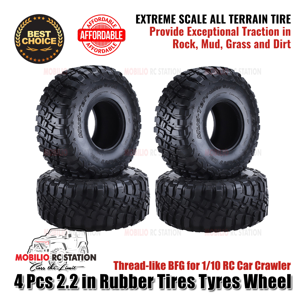 4 Pcs 2.2" Rubber Tires Tyres Wheel Ban 120 mm for 1/10 RC Car Crawler