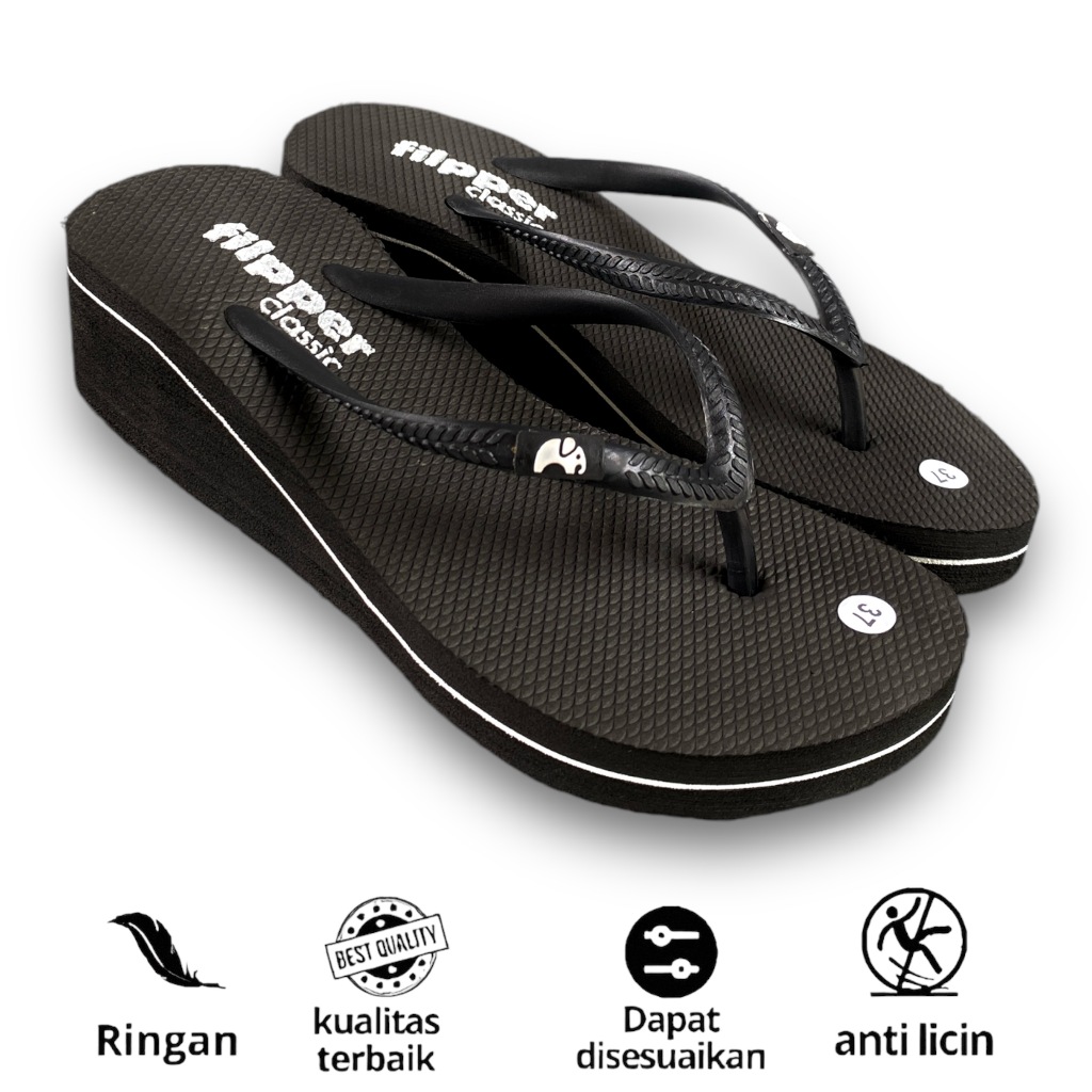 Sandal Wedges Jepit tinggi wanita filpper karet spon Sendal jepit tinggi sendal wedgest wanita nyama