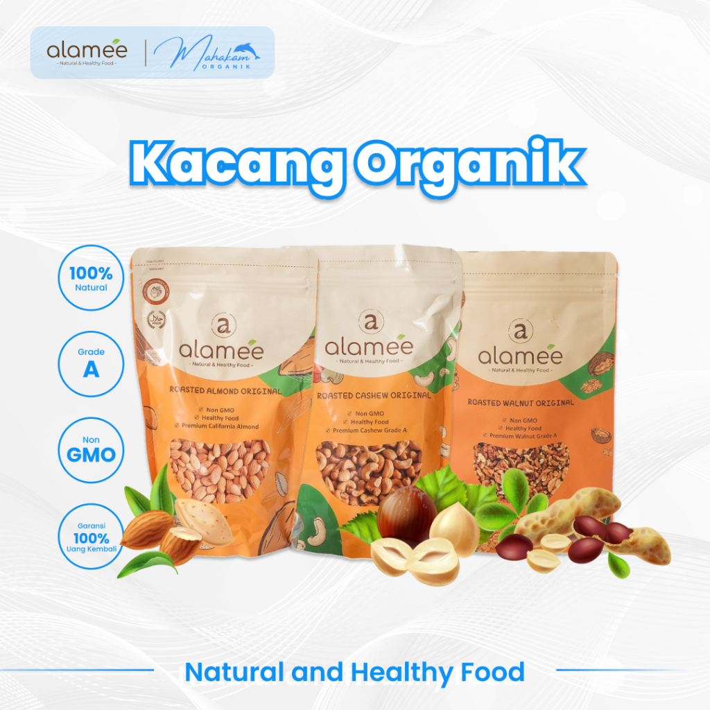 

ALAMEE kacang Almond Panggang Premium Roasted Grade A California Mede Walnut Cashew Mente