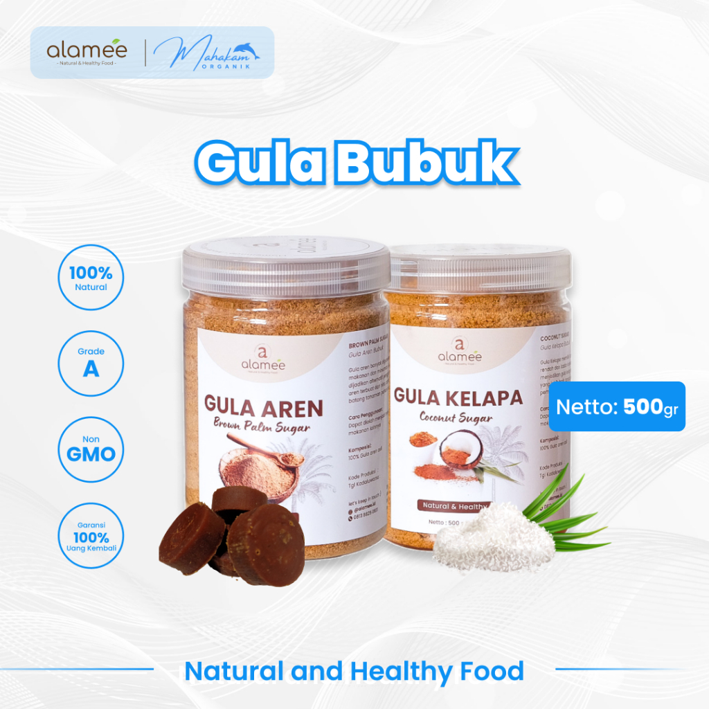 

ALAMEE Gula Aren Bubuk 500 gram Coconut Sugar Kelapa Palm Organik