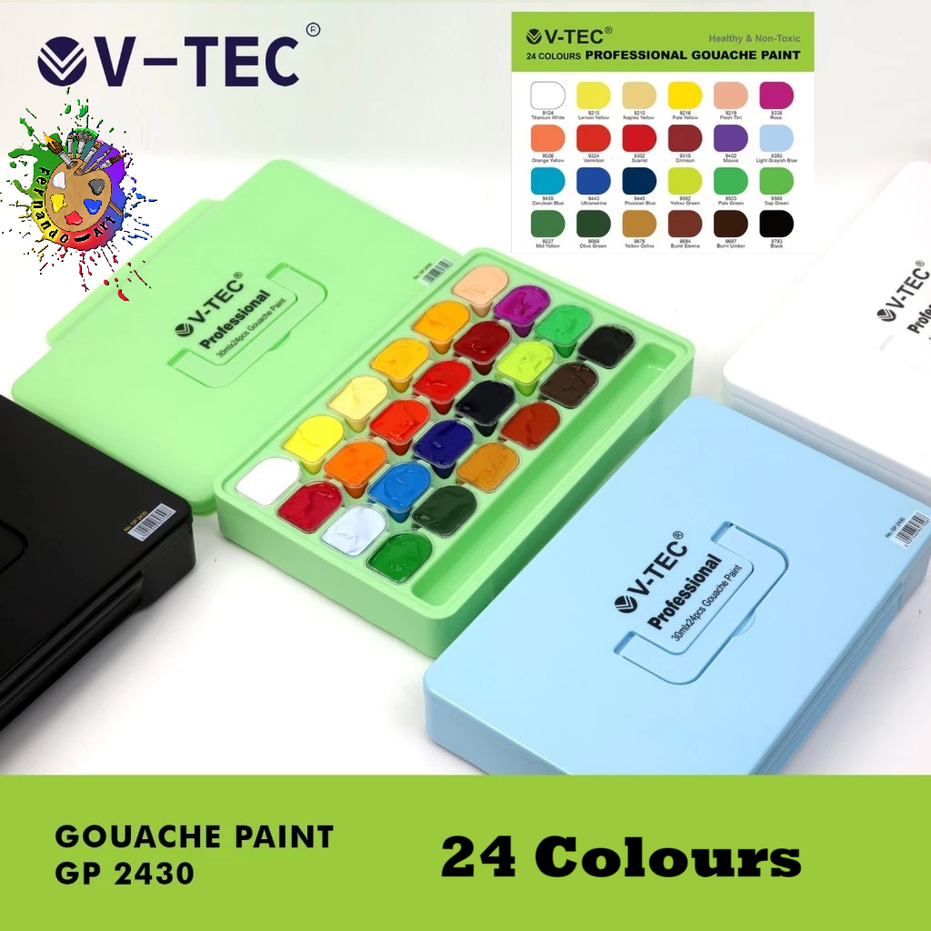 

V-TEC GOUACHE PAINT GP 2430/30ML 24 COLOR (RANDOM CASE)