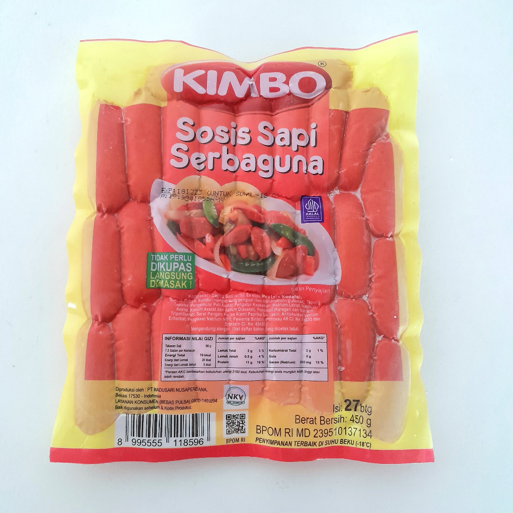 

KIMBO sosis sapi serbaguna cocktail merah 27s 450gr