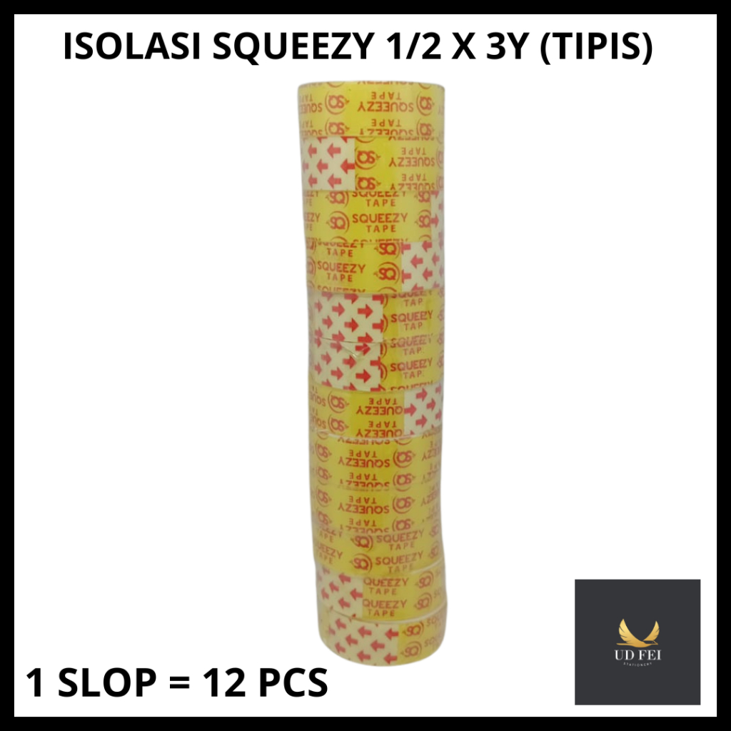 

(1 SLOP = ISI 12 ROLL) ISOLASI SQUEZZY/ ISOLASI SQUEEZY 1/2 X 3Y/ ISOLASI KECIL TIPIS/ ISOLASI SQUEEZY KECIL