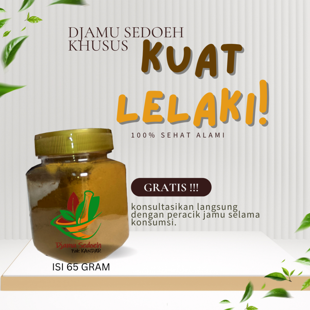 

Djamu Sedoeh Pak KANDAR - Jamu Seduh Khusus Kuat Lelaki - Terbuat dari Bahan bahan Alami