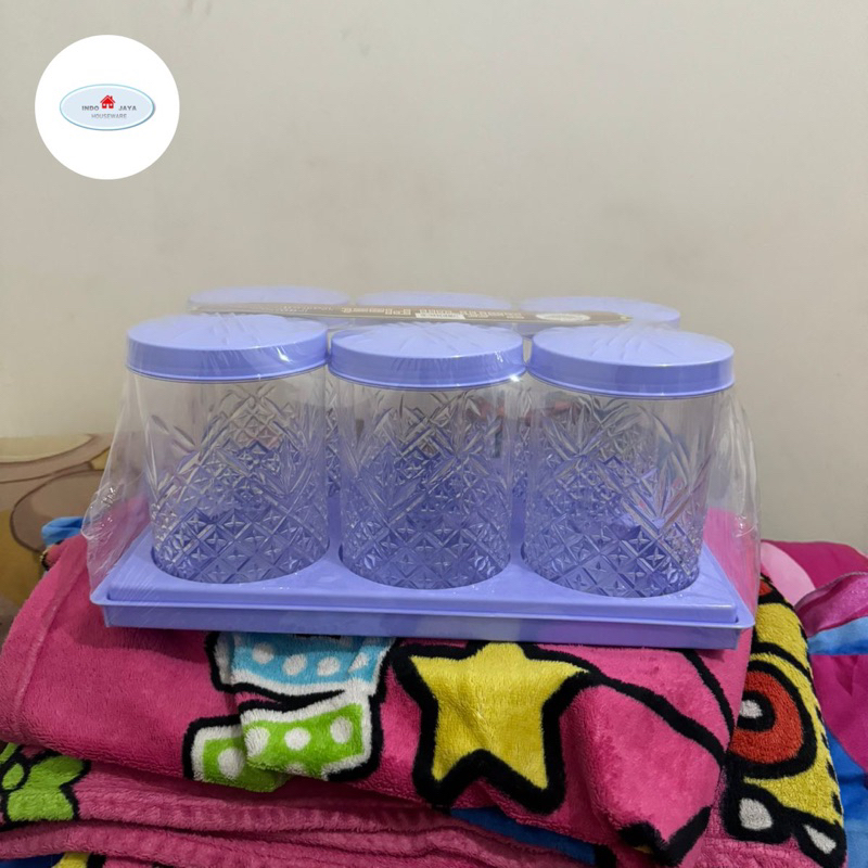 Toples Drat Clover Set Isi 6 + Nampan / Toples Lebaran / Toples Hampers / Tempat Penyimpanan /