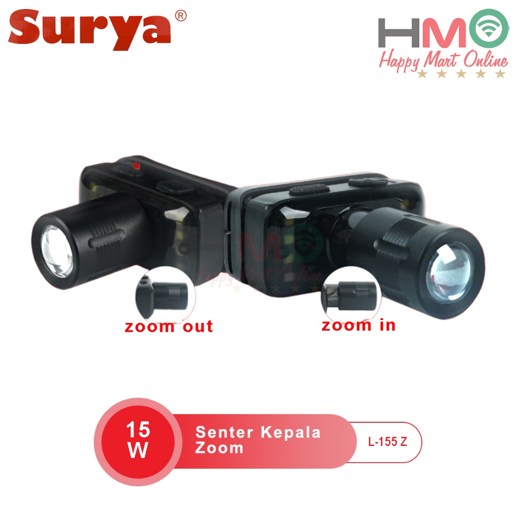 Surya Senter Kepala Zoom SYH L 155Z Cahaya Maksimal 15 Watt Rechargeable USB C 100 M Penyebaran Zoom