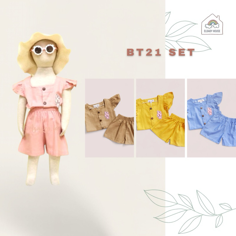 ElbabyHouse - Setelan Cooky Set BT21 BTS Anak Perempuan