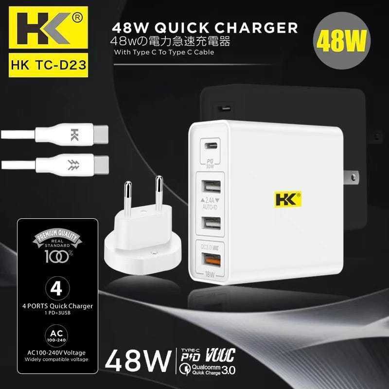 Charger PD HK D23 Fast Charging 45W QC3.0 VOOC + Kabel type -C to type -C
