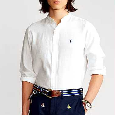 Kemeja Putih Pria Lengan Panjang Polo Kerah Shanghai