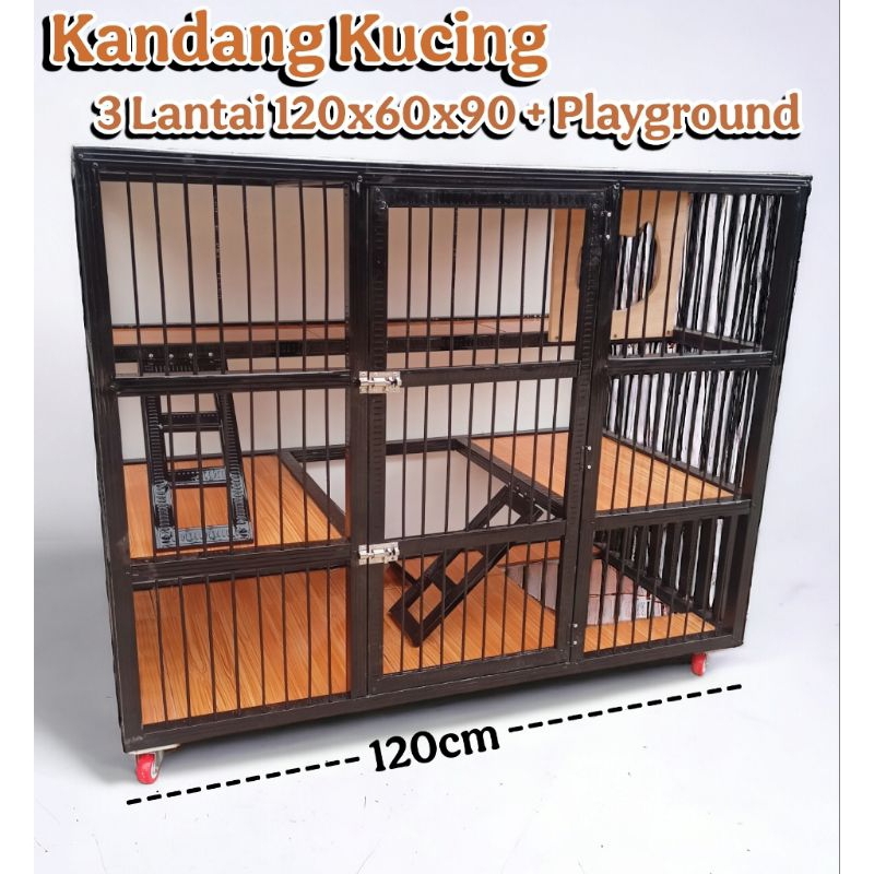 Kandang Kucing Besi Besar untuk Kucing Ukuran Besar, Cocok untuk Indoor dan Outdoor
