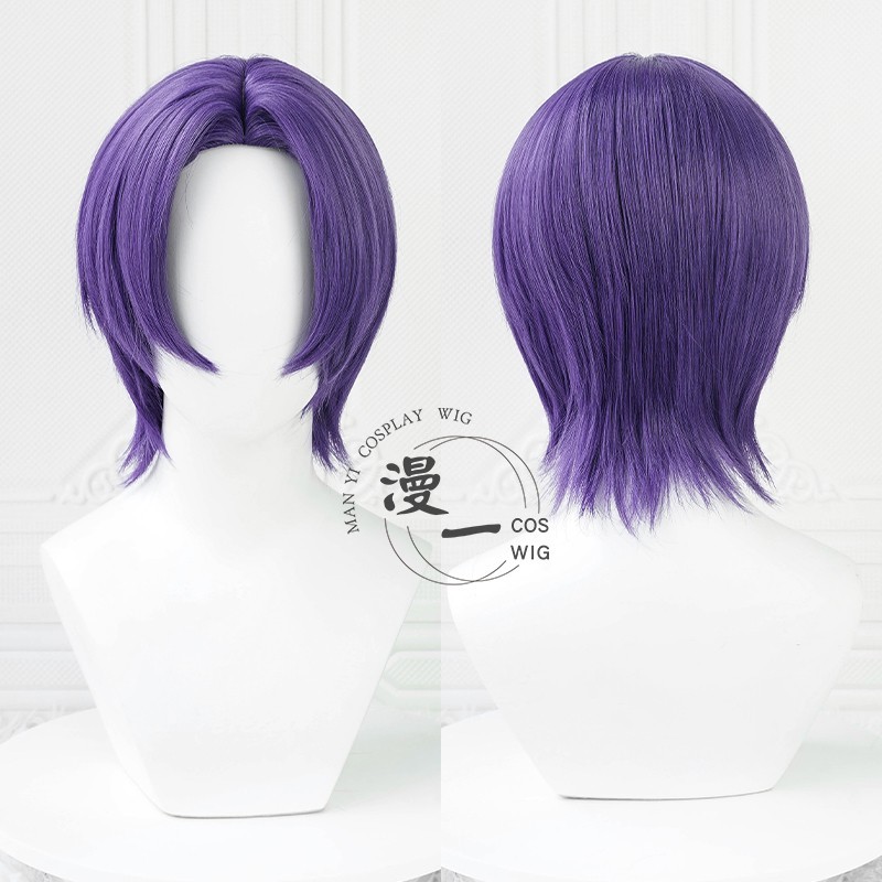 [READY] Ywailisi - Reo Mikage wig - Blue Lock cosplay Wig - Wig Reo Mikage - Wig ungu pendek - Bluel
