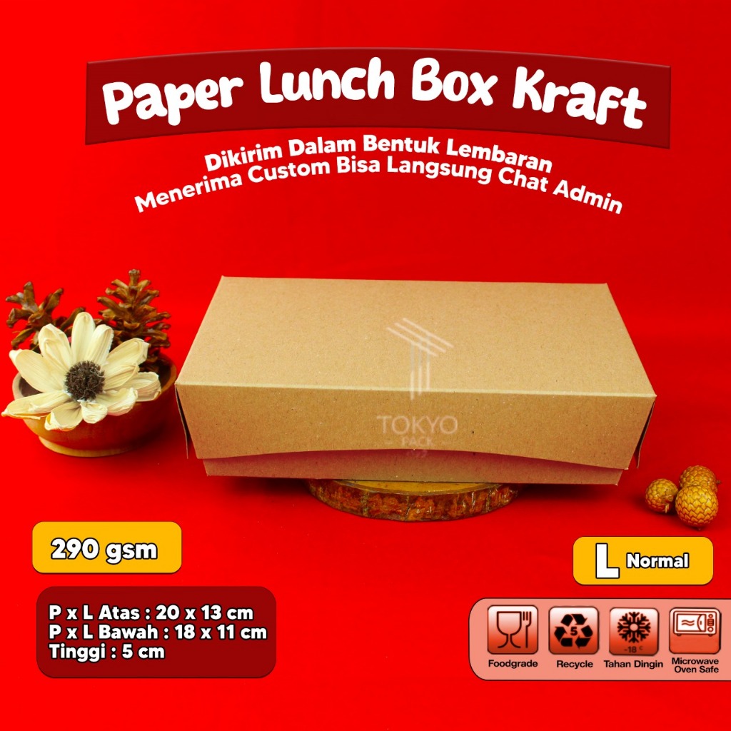 PAPER LUNCH BOX L BAHAN KRAFT/LUNCH BOX PAPER L COKLAT