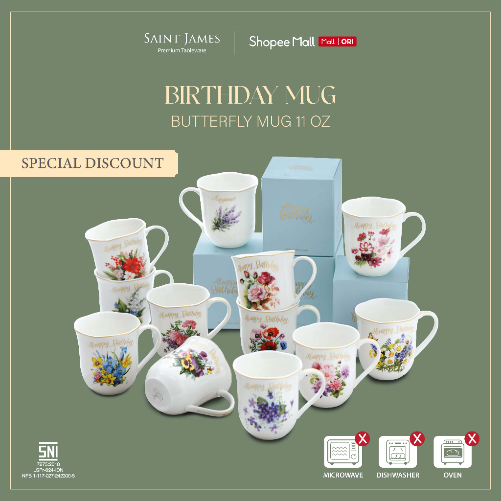 Saint James Butterfly Mug (Birthday Mug) - Mug Ulang Tahun