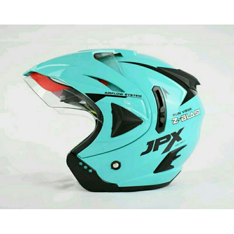 JPX HELMET DOUBLE VISOR MODEL ELEGAN HELM HARIAN HELM JPX Z BLAST TOSCA BLUE GLOSSY HALF FACE Helm G