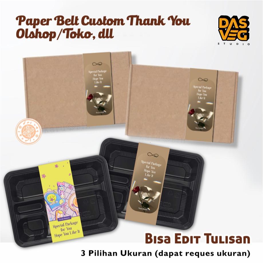 

Paper Belt Custom Thank You Olshop/Toko, dll | Packaging Sleeve, Label Hampers, Label Segel dll