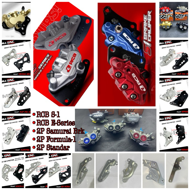 Breket Kaliper 2Piston SAMURAI Brake RCB-S1 Standar HND SUZKI KWASKI CNC dan BESI CRUM disc 220mm 26