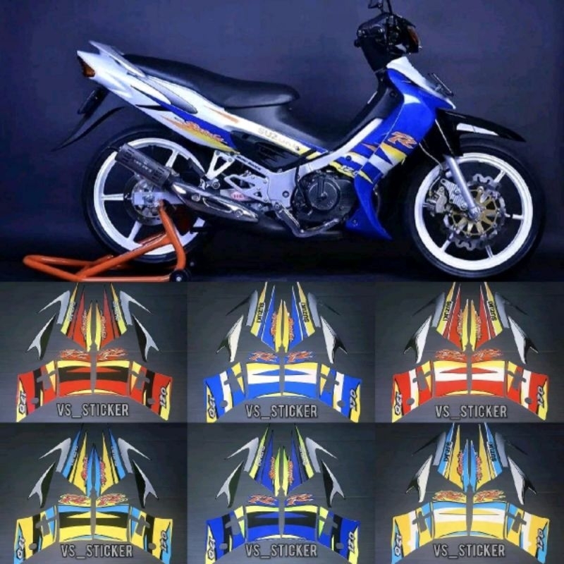 STRIPING LIST STANDART MOTOR SUZUKI SATRIA HIU 2004 2005 MERAH HITAM BIRU KUNING PUTIH