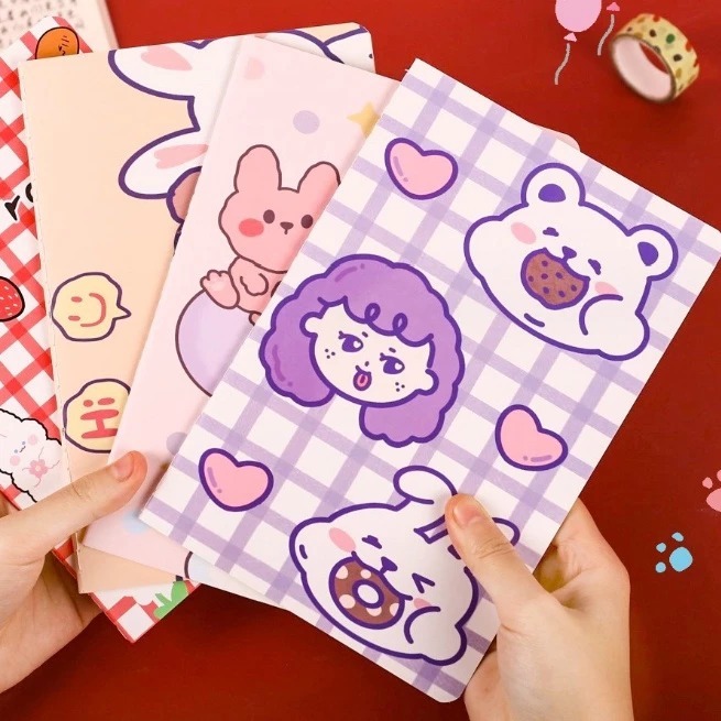 

Buku Catatan Sekolah / Buku Tulis Kertas / Buku Tulis Aesthetic / Notebook Karakter Lucu / Mini Notebook Design