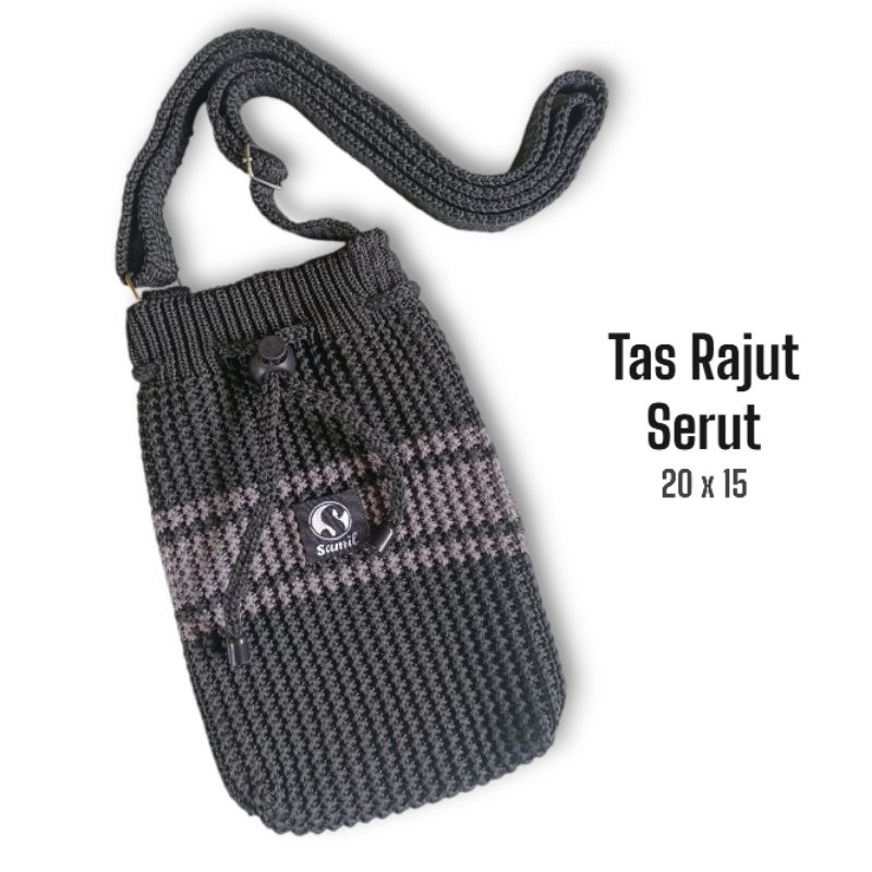 Tas selempang Wanita HP serut Mini - tas rajut hp wanita - tas selempang wanita kekinian
