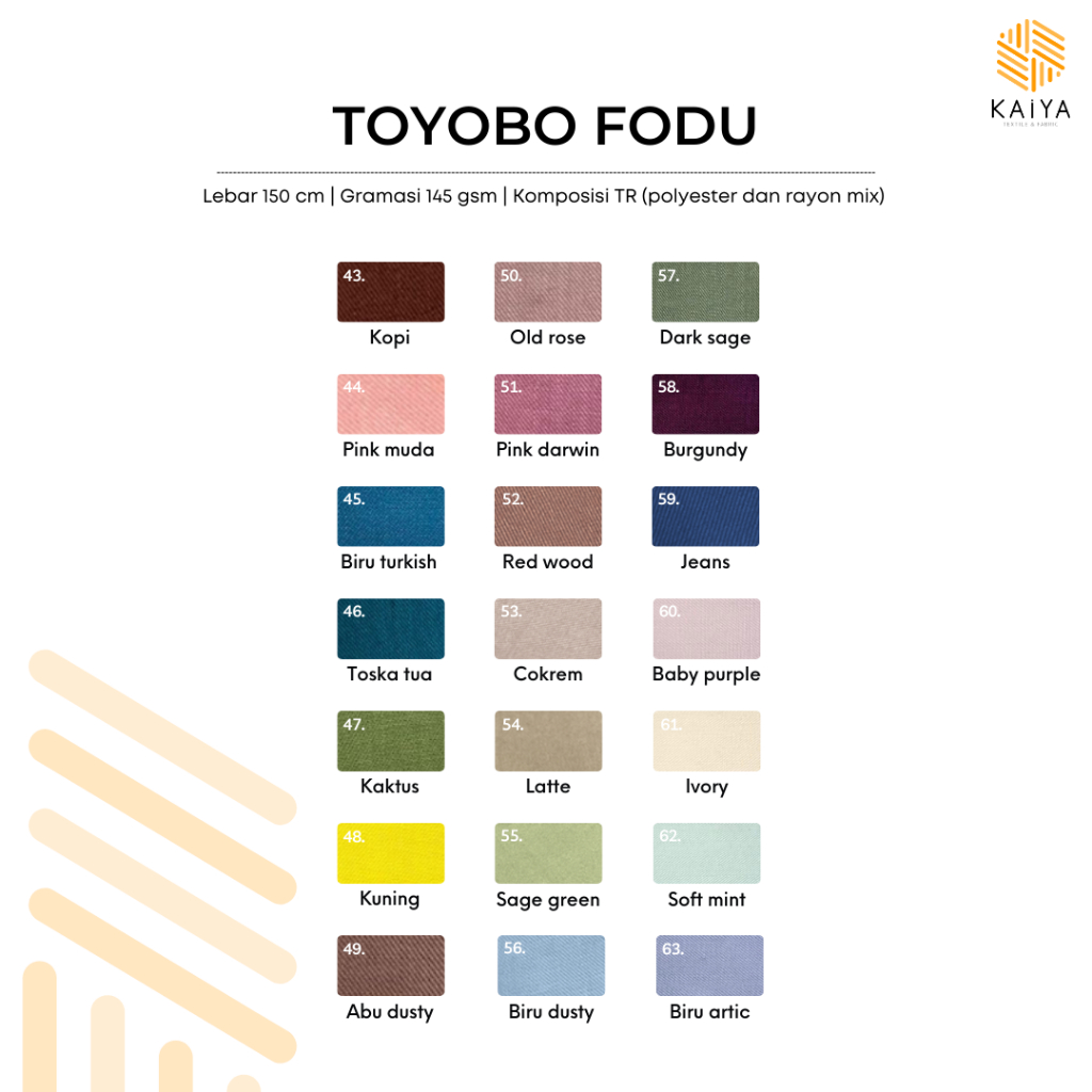 Bahan Kain Katun Toyobo Fodu per 0.5 meter