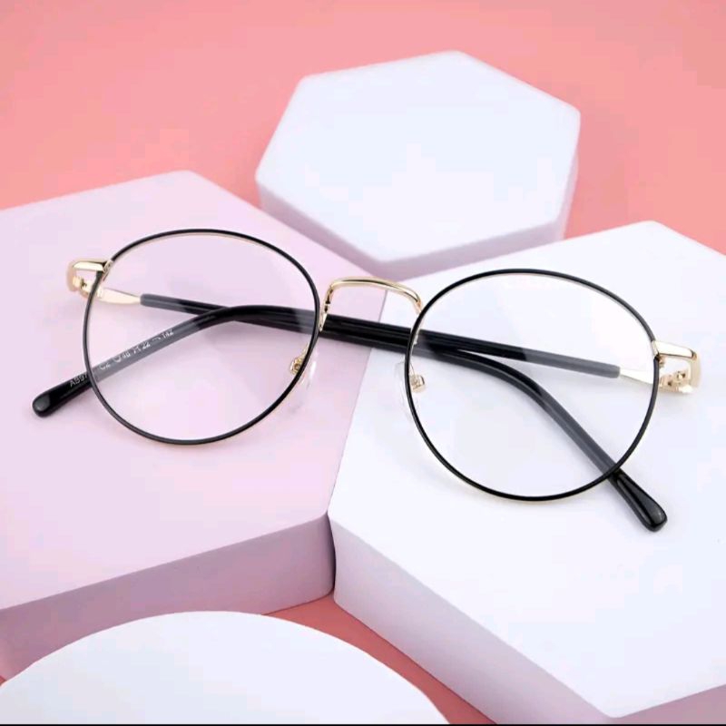 kacamata frame bulat klasik titanium pria wanita minus cyl photocromic anti radiasi 2261