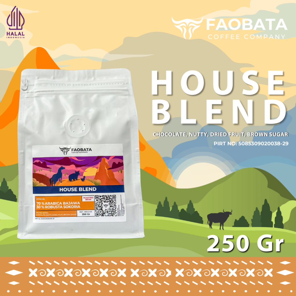 

Biji Kopi House Blend 70% Arabica 30% Robusta 250 Gr - Roast Bean by Faobata Coffee