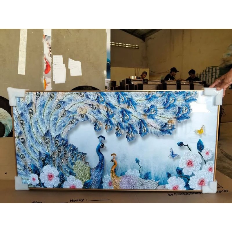 lukisan Porcelain Diamond 5d lukisan gambar merak