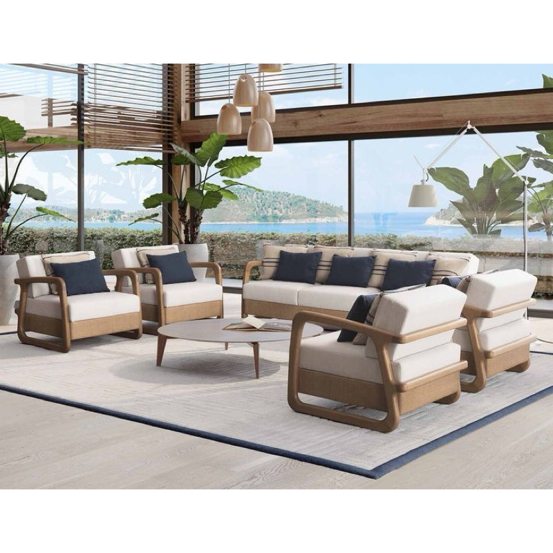 KURSI SOFA SANTAI OUTDOOR KAYU JATI PLUS BANTAL