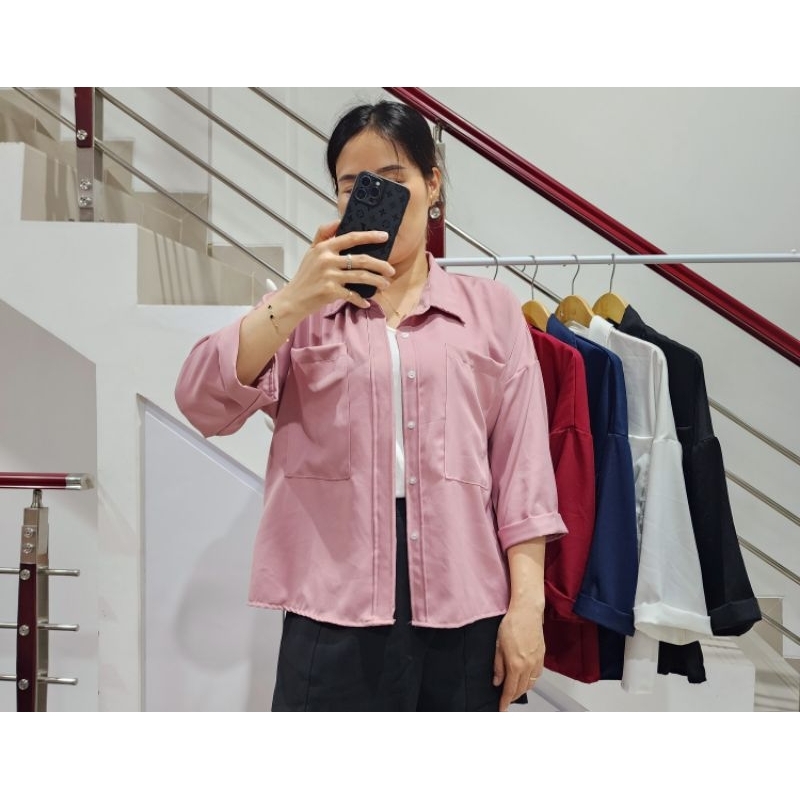 Kemeja Shakila Atasan Oversize Ld120 Jumbo Blus Kekinian Hijab Muslimah Busui&Friendly Cod