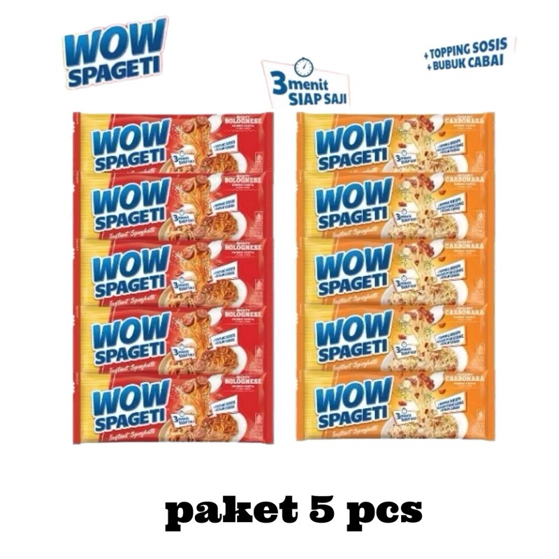 

wow spageti paket 5pcs carbonara 88g bolognese 84g