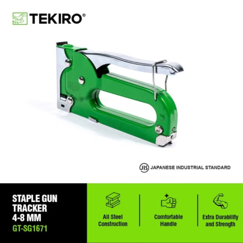 

TEKIRO (GT-SG1671) staple gun tacker HIJAU STANDART (4-8MM) tembakan staples standar 4-8mm ORIGINAL