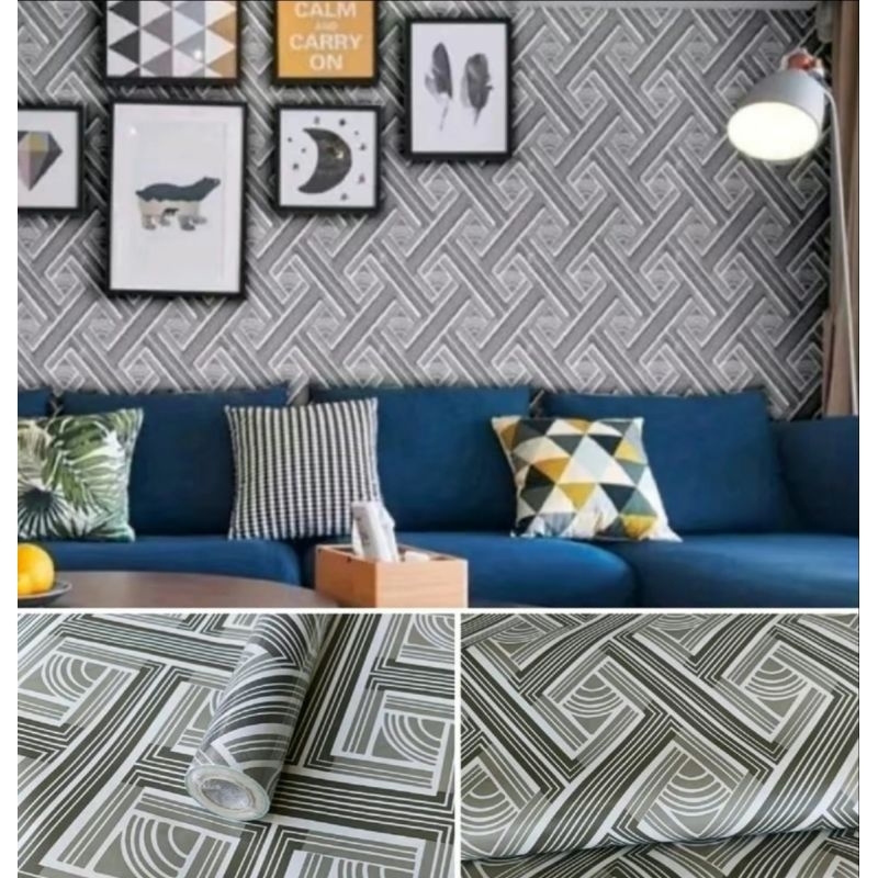 wallpaper dinding stiker 3D abu dekorasi dinding ruang tamu