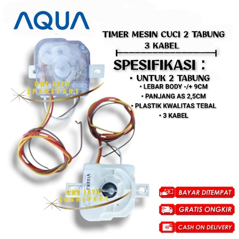 (TIMER AQUA) AQUA TIMER WASH PENCUCI PENGGILING MESIN CUCI 2 TABUNG 3 KABEL