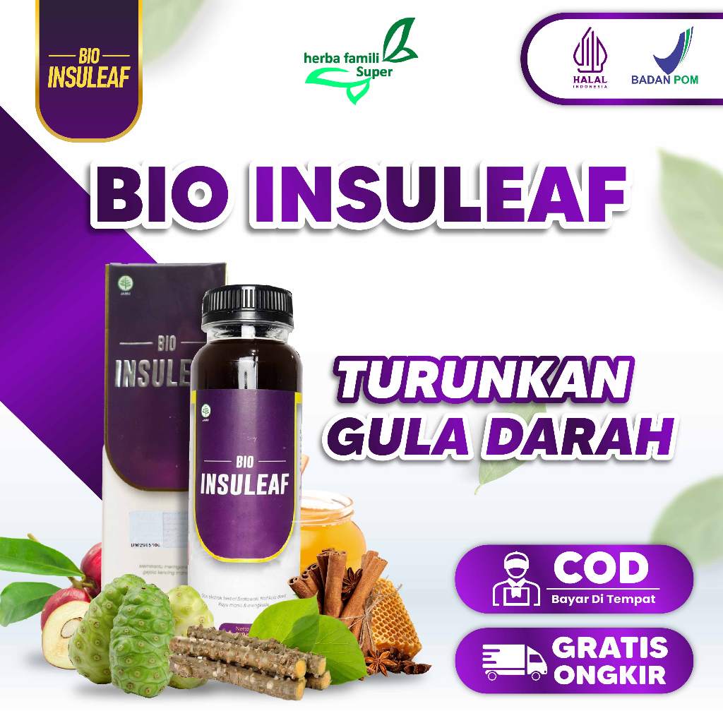 

1 Botol BIO INSULEAF Herba Alami Menurunkan Gula Darah & Kolesterol Halal Original 250 ML