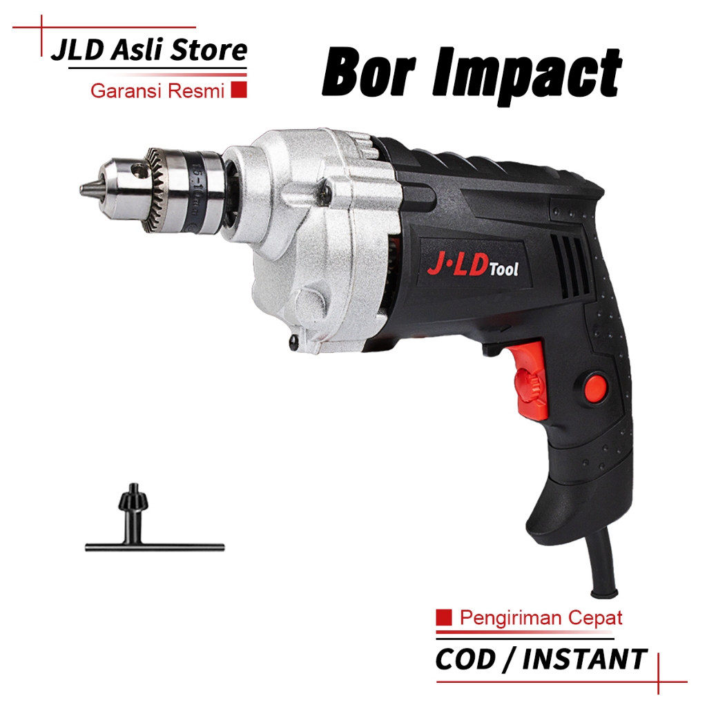 JLD 480w Mesin Bor Impact Tembok Beton Listrik Electric Drill Variable Speed 10mm Bor Tangan Jld Too