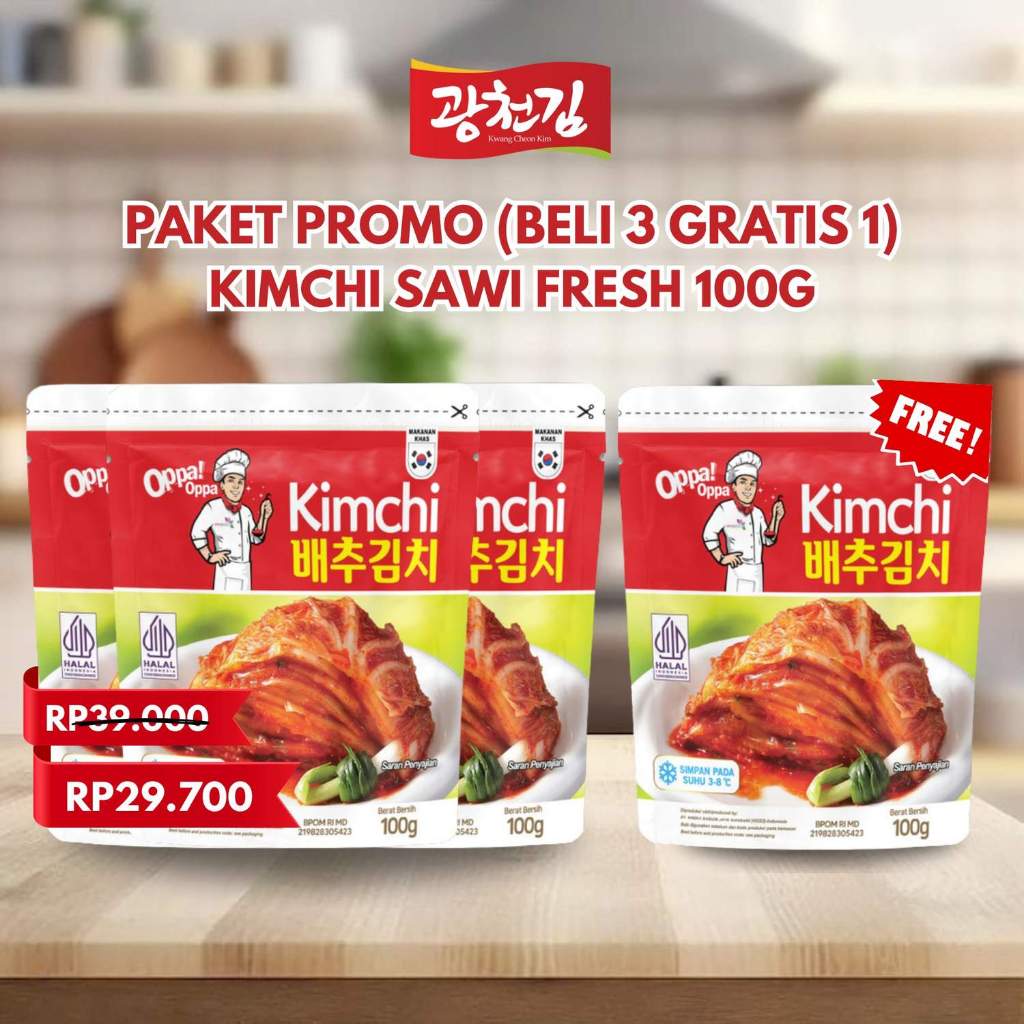 

(BELI 3 GRATIS 1) KIMCHI Sawi Fresh / Kimchi Halal / Kimchi Korea 100G - Makanan Korea