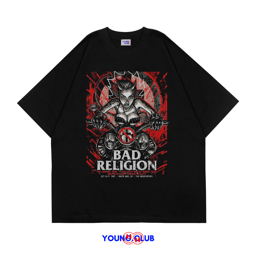 YOUNG.CLUB | KAOS BAJU BAD RELIGION | T-SHIRT OVERSIZE HITAM STYLE Y2K VINTAGE BOOTLEG GRUNGE SKENA 