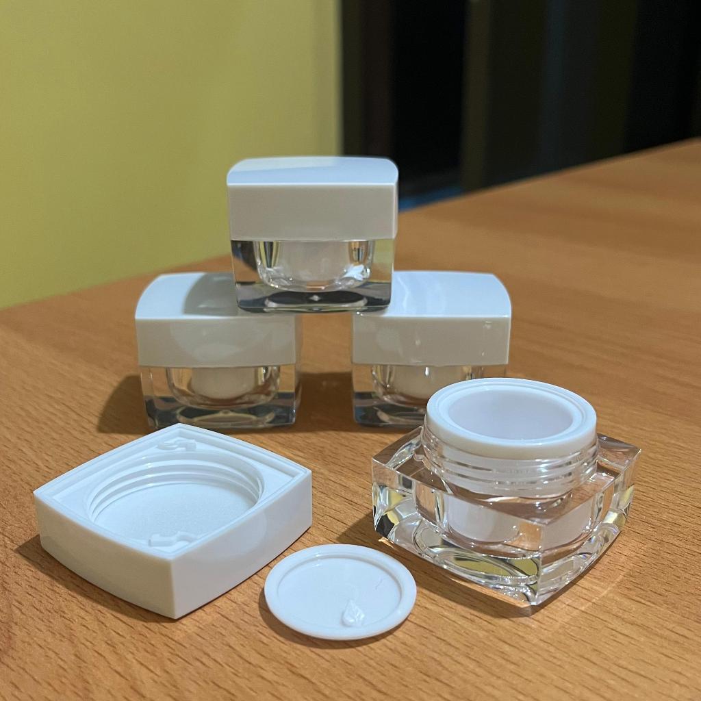 pot acrylic 10gr kotak/pot 10gr square/pot cream 10gr tutup putih
