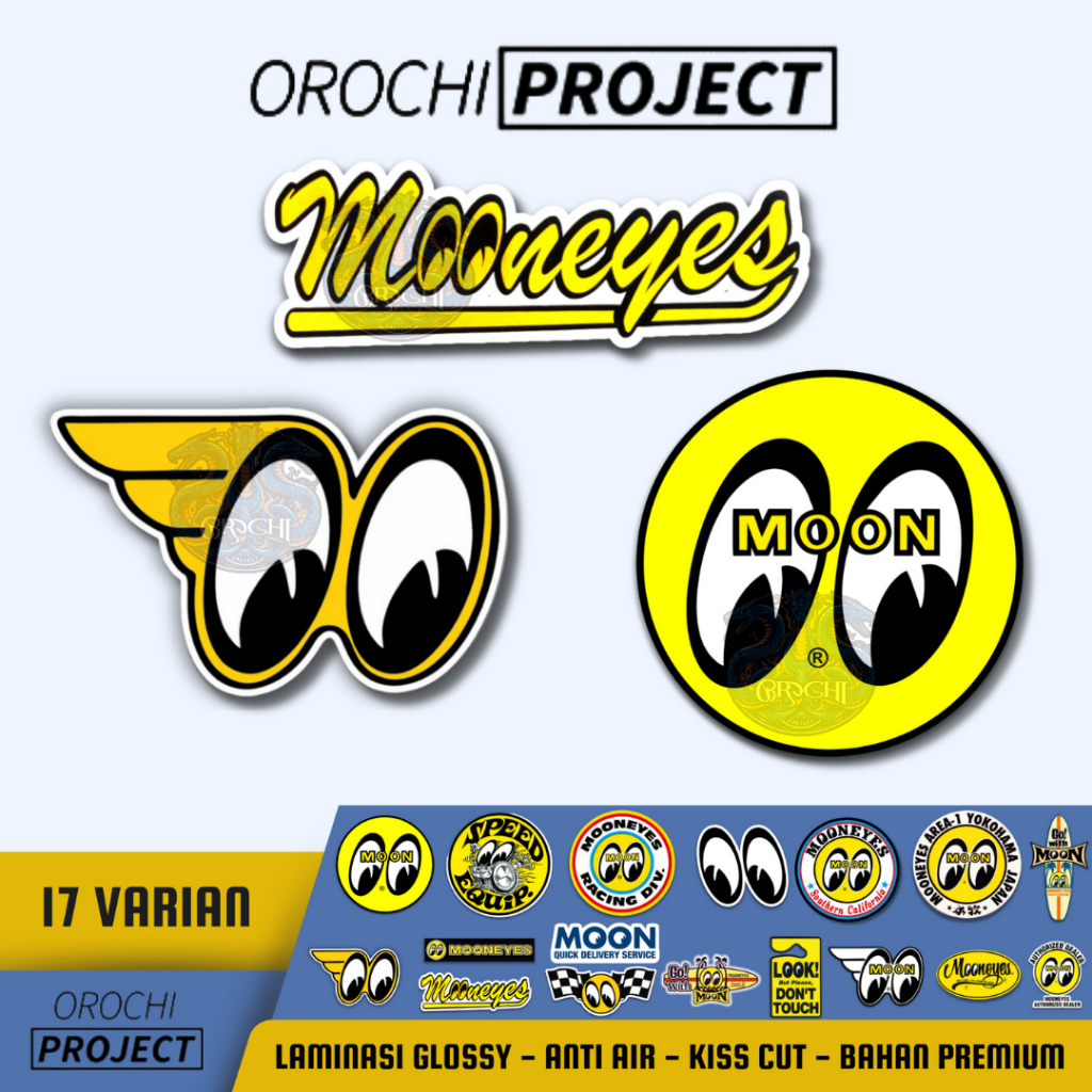 

Sticker Stiker Brand Logo Mooneyes Vinyl Glossy Anti Air HP Laptop Tumbler Motor Helm