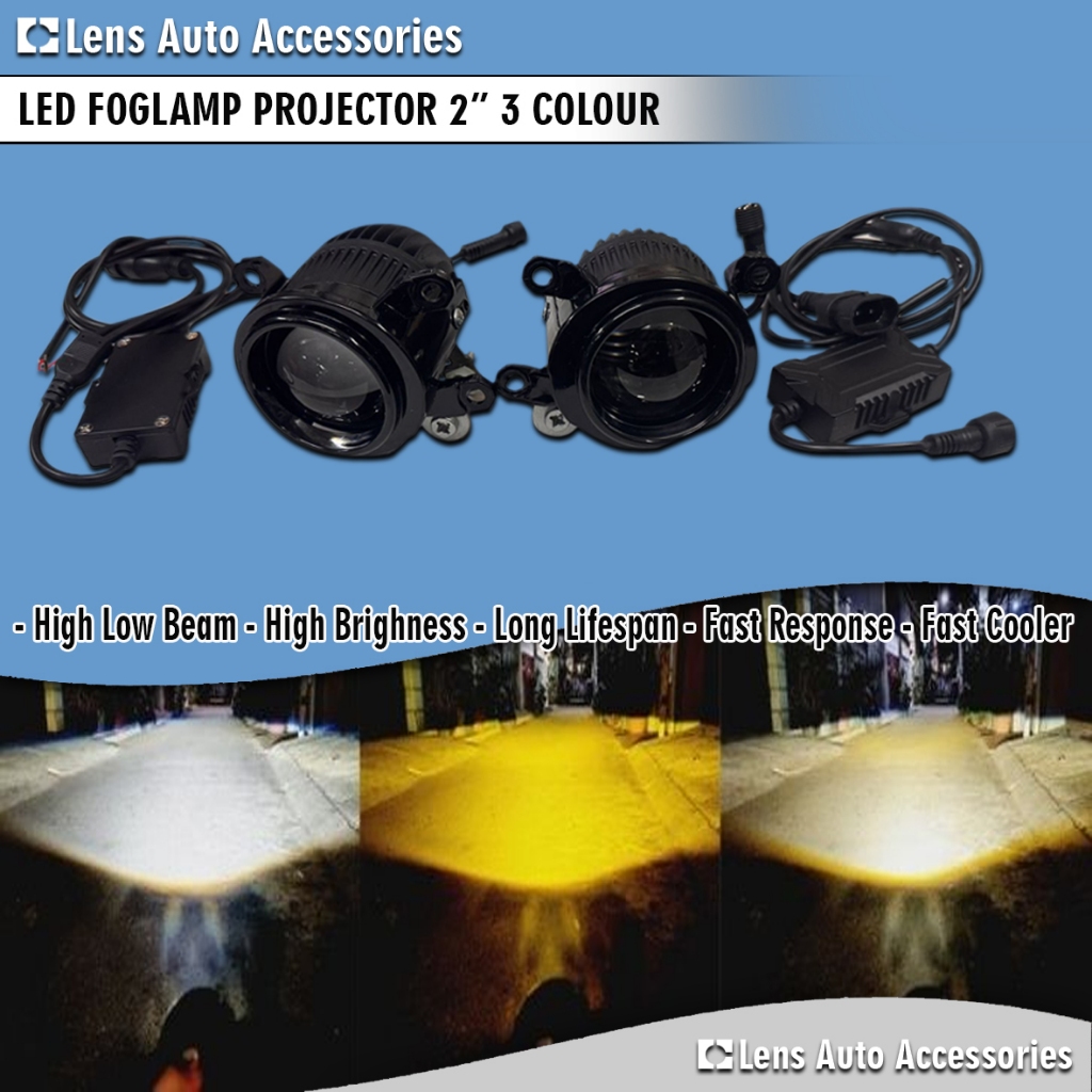 LED PROJECTOR 2" 3 WARNA - LED FOGLAMP PROJECTOR 2" 3 WARNA