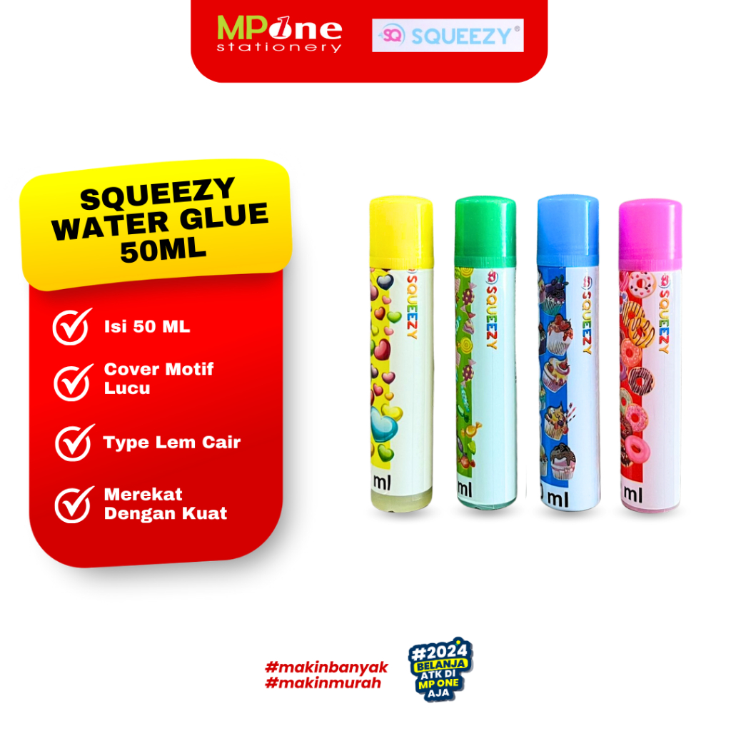 

Squeezy Lem Cair 50ML SQ02 / Water Glue Stik Kids SQ02 / lem Cair Serbaguna 50ml SQUEEZY
