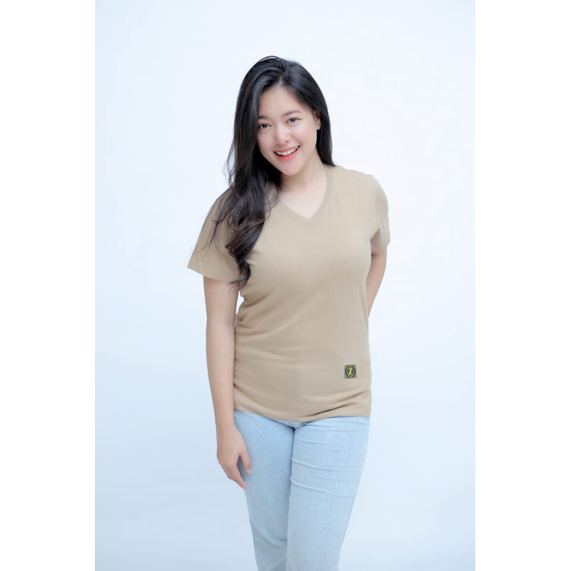 Kaos Wanita V neck Dewasa // bahan cotton combed 24S