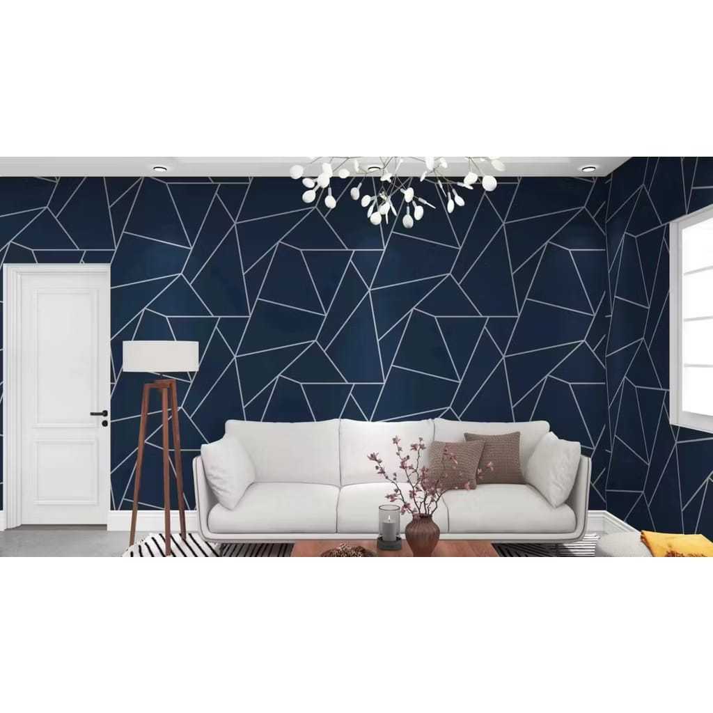 Wallpaper Sticker Dinding Geometric Navy