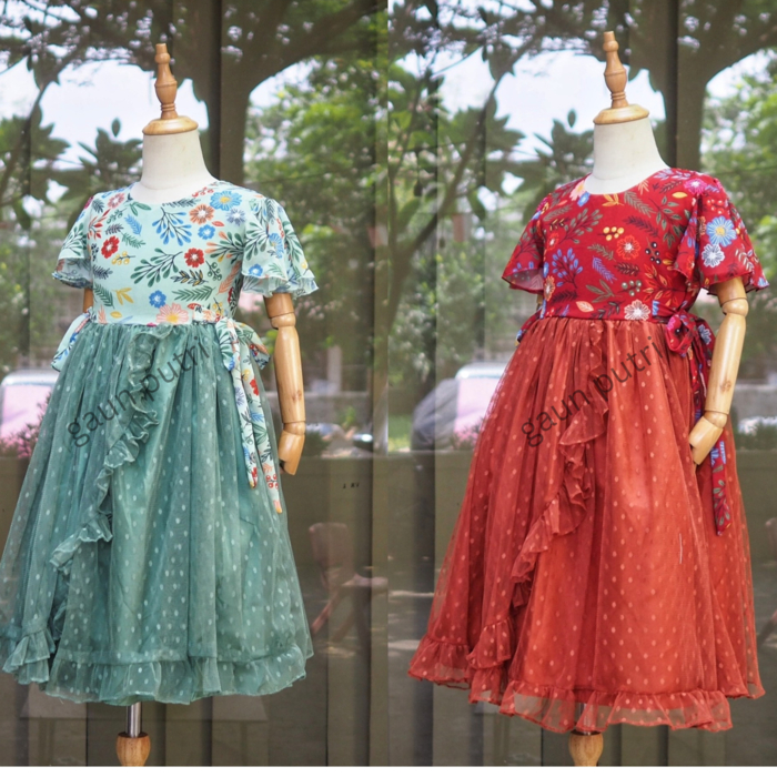 Ceruti Dress Gaun Pesta Mewah Baju Anak Perempuan Desain Elegan Model Brukat