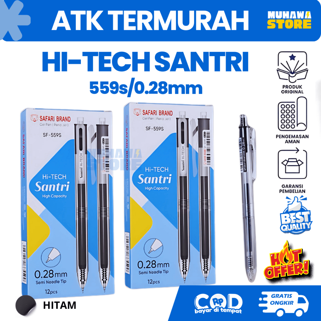 

Hi-TECH Santri SF-559S Gel Pen/ 0.28mm. HITECH SAFARI BRAND SANTRI PULPEN MURAH ISI BANYAK