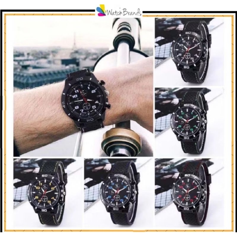 WBS Jam tangan Pria GT sport chrono Grand touring korea Fashion quartz silikon rubber
