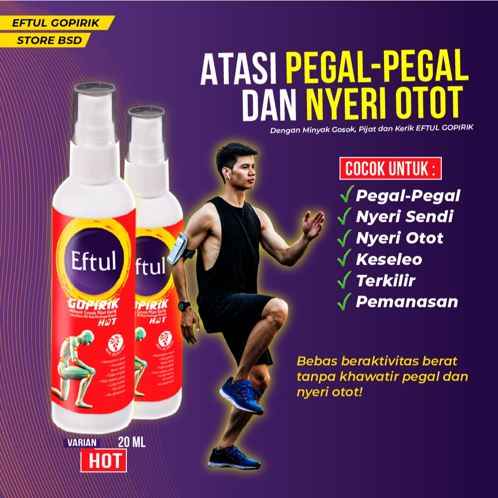Eftul Gopirik Spray Hot - Minyak Gosok Praktis untuk Pegal & Nyeri Otot