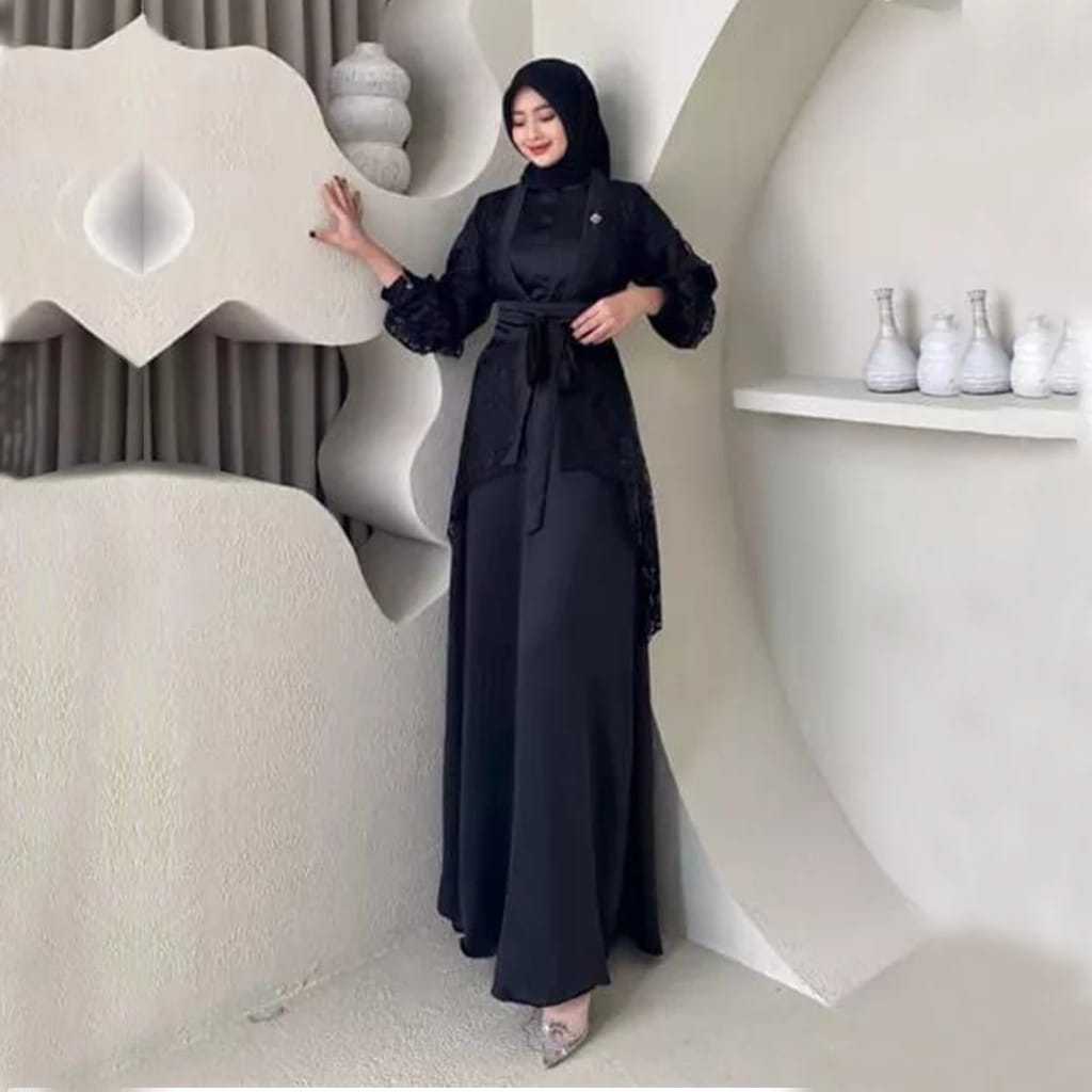 Aurora Dress Lebaran Outer Brokat Baju Gamis Kondangan Wisuda